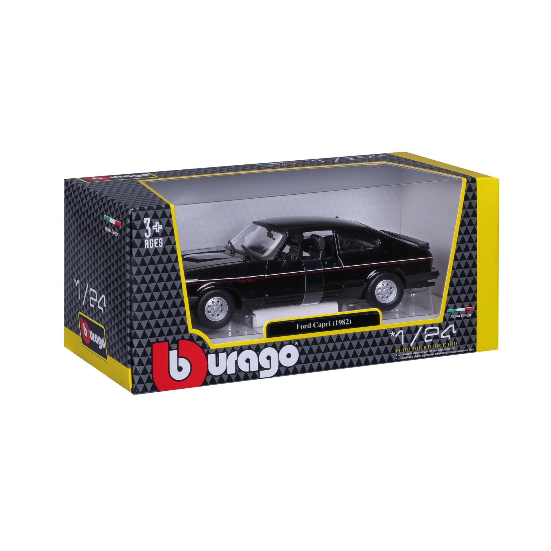 18-21093 Bburago - Ford Capri GT (1982), nera - Scala 1:24