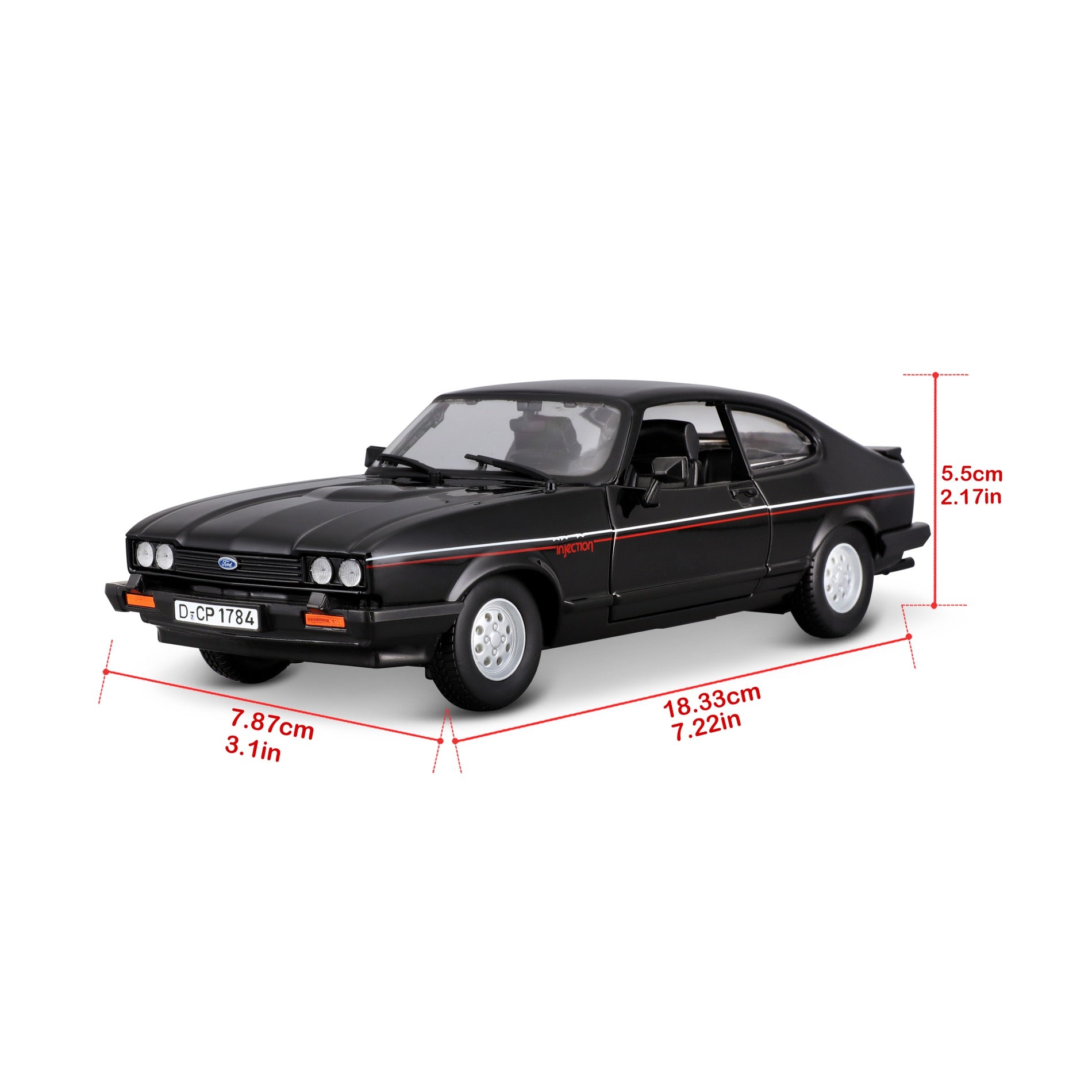 18-21093 Bburago - Ford Capri GT (1982), nera - Scala 1:24