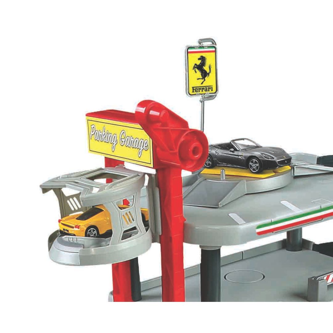 18-31204 Bburago Ferrari R&P - Parking garage + 2 auto Ferrari - 1:43