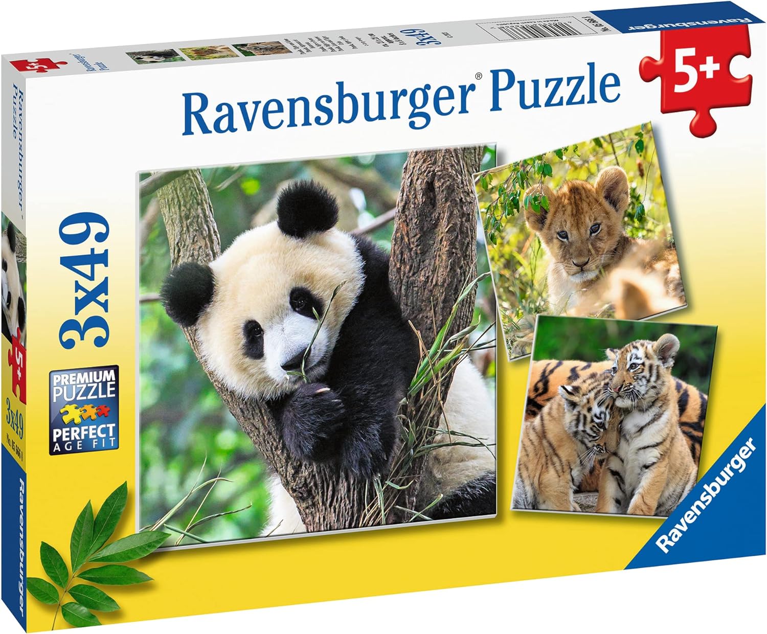 5666 Ravensburger - Panda, tigre e leone - Puzzle 3x49 pezzi