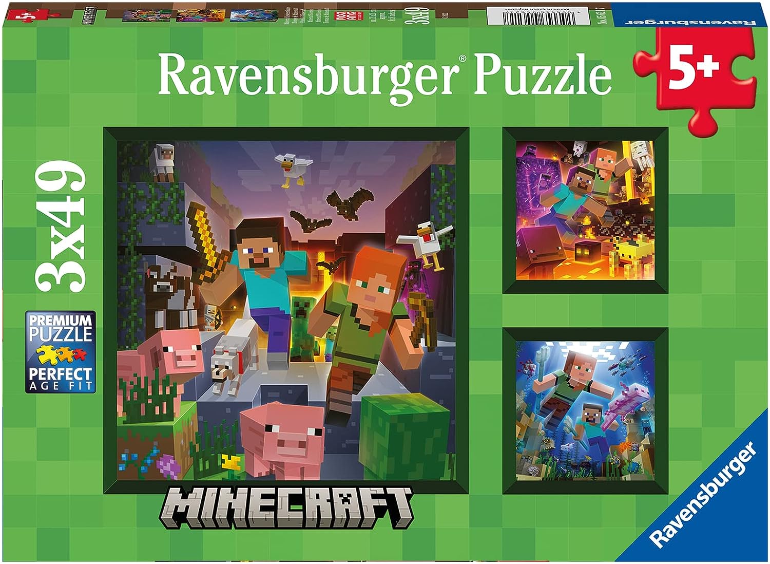 5621 Ravensburger Puzzle 3x49 pz Minecraft