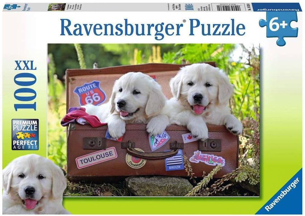 10538 Ravensburger Puzzle 100 pz. XXL Meritata pausa Cani Cuccioli Cagnolini