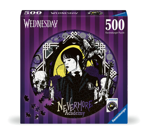 17573 Ravensburger - Mercoledì Addams - Puzzle rotondo 500 pezzi