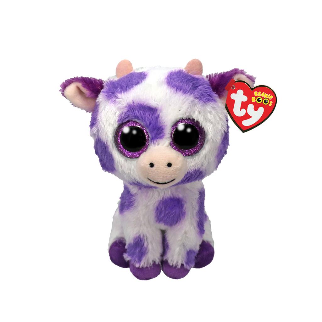 T37345 TY Beanie Boos 15cm ETHEL Mucca pezzata viola e  bianco