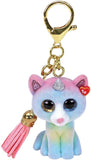 TY T25057 MINI BOOS CLIPS Gatto Heather Arcobaleno portachiavi nappa rosa 10 cm