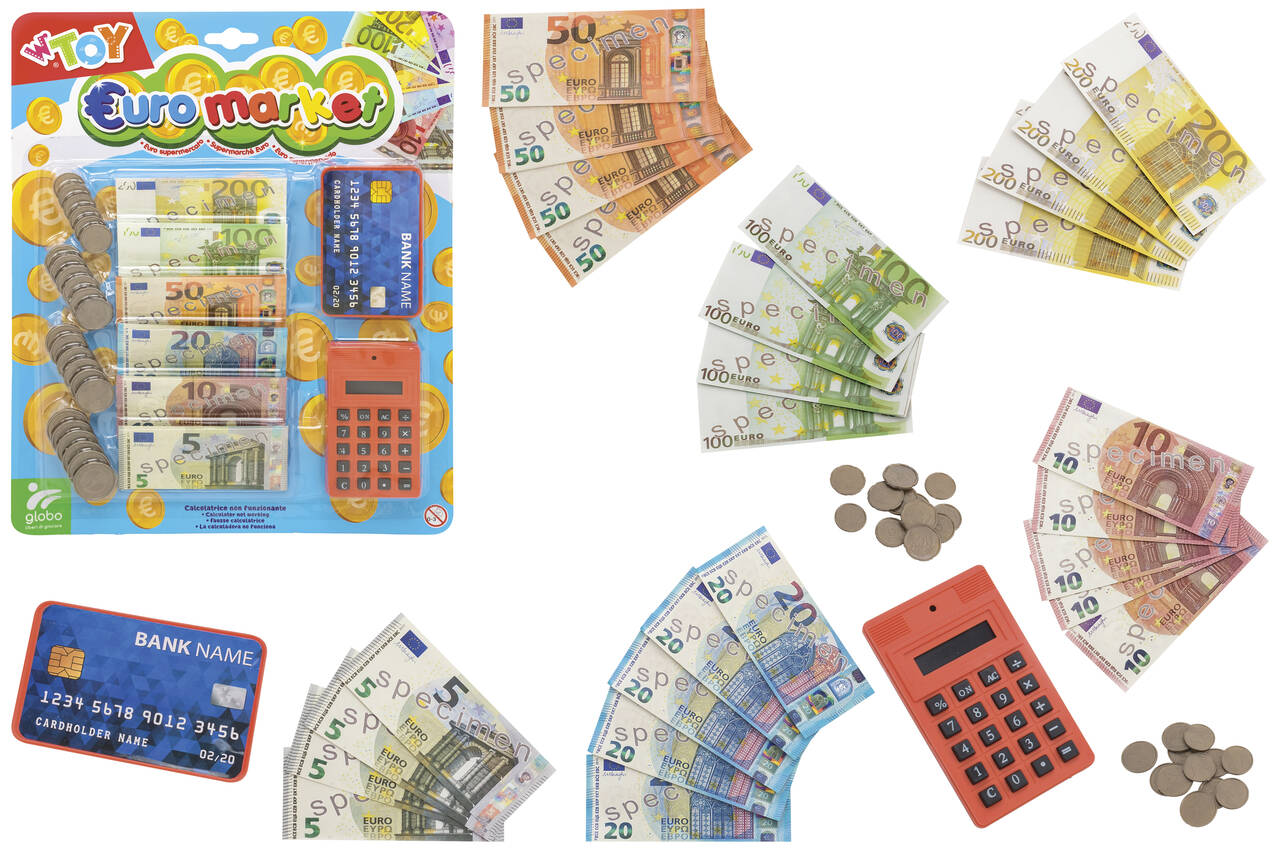 Globo - Euro Market, Set banconote e monete con calcolatrice