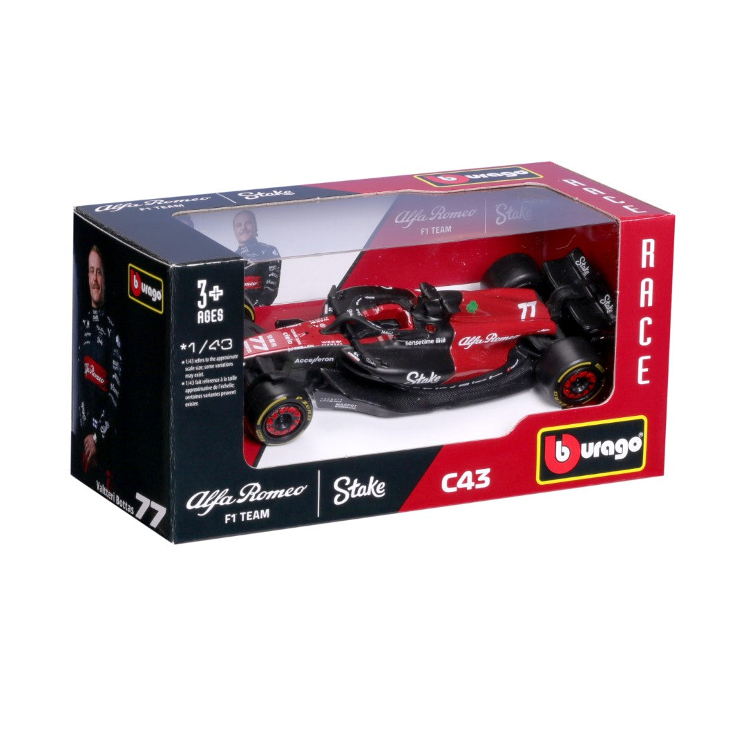 18-38085 Bburago Race - Alfa Romeo C43 (2023) - #77 Bottas - 1:43