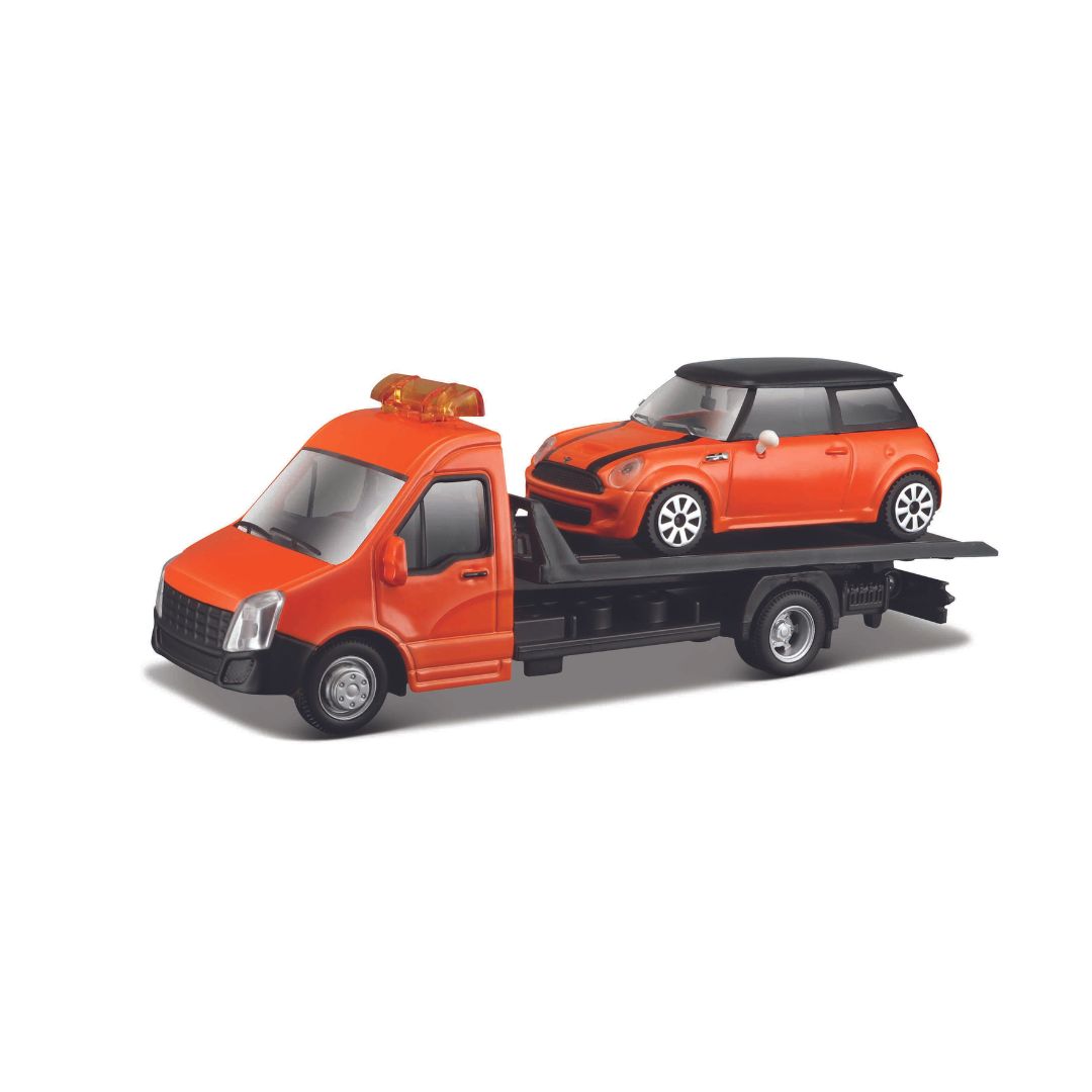 18-31405 Bburago Street Fire - Carro attrezzi + Mini Cooper S