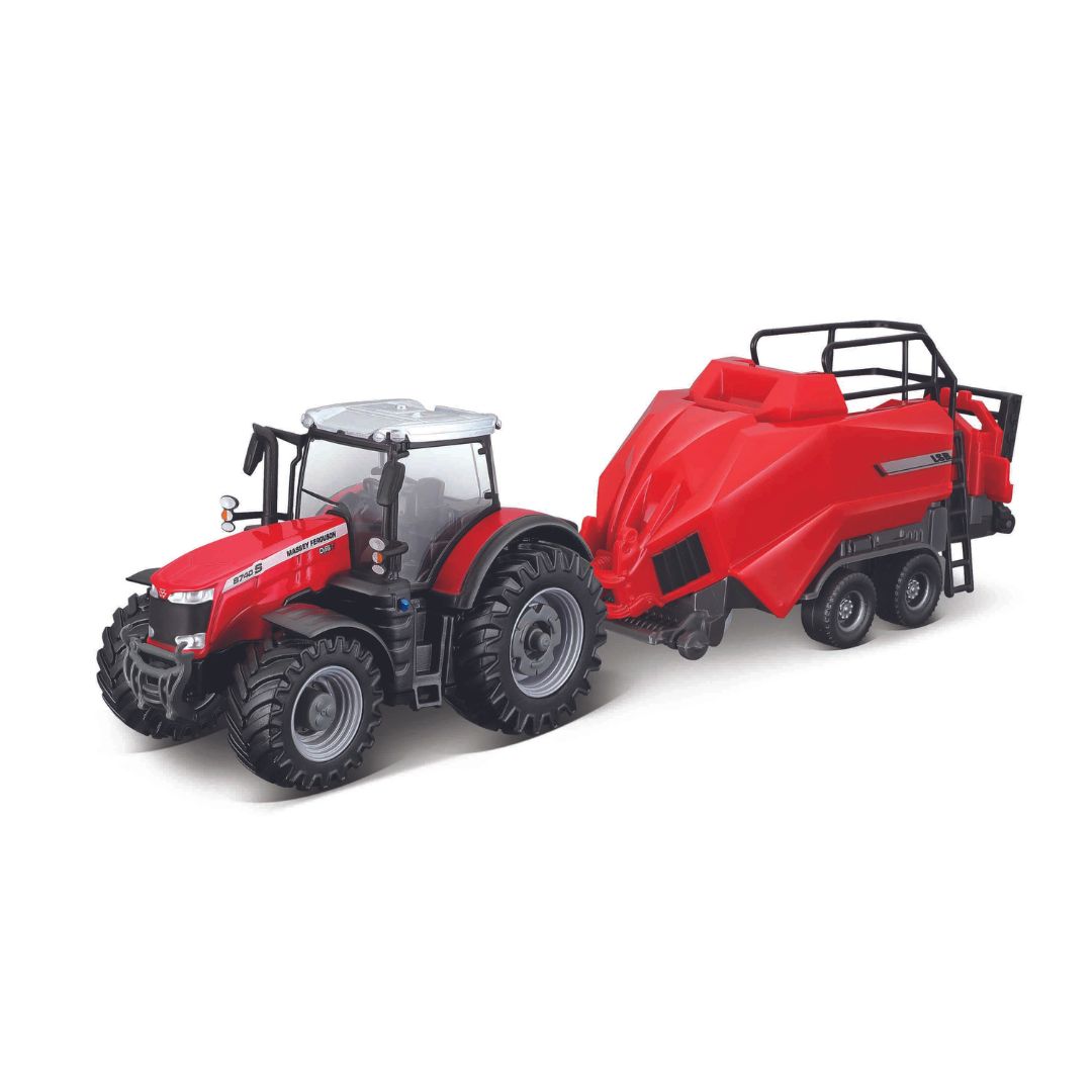 18-31667 Bburago - Trattore Massey Ferguson 8740S con sollevatore di balle