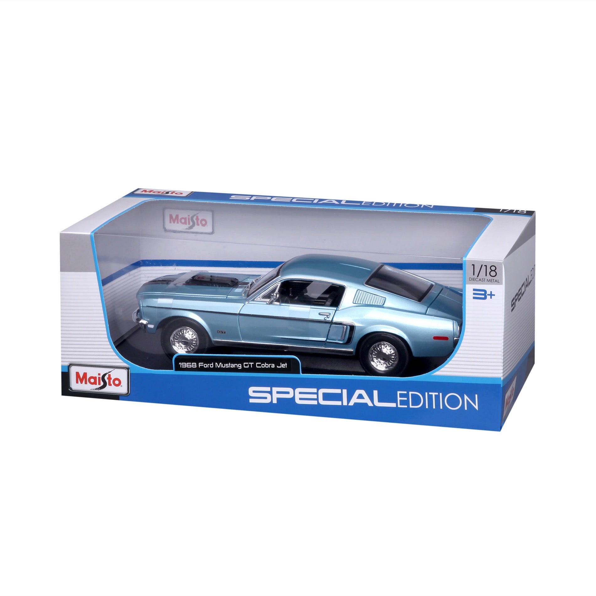 10-31167 Bburago Maisto  1:18 - Ford Mustang GT Cobra Jet FB 1968 Blu Met.