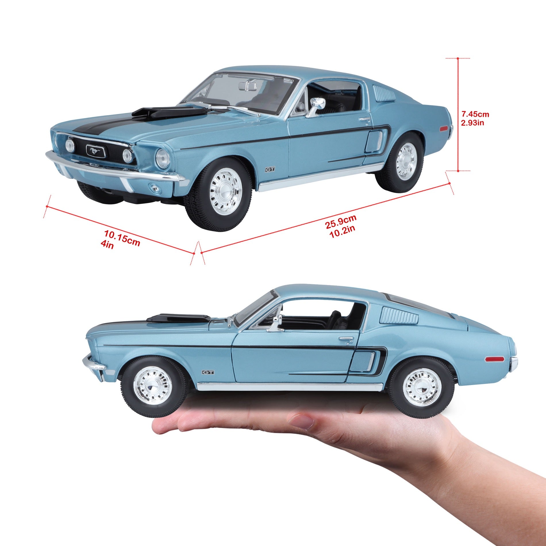 10-31167 Bburago Maisto  1:18 - Ford Mustang GT Cobra Jet FB 1968 Blu Met.