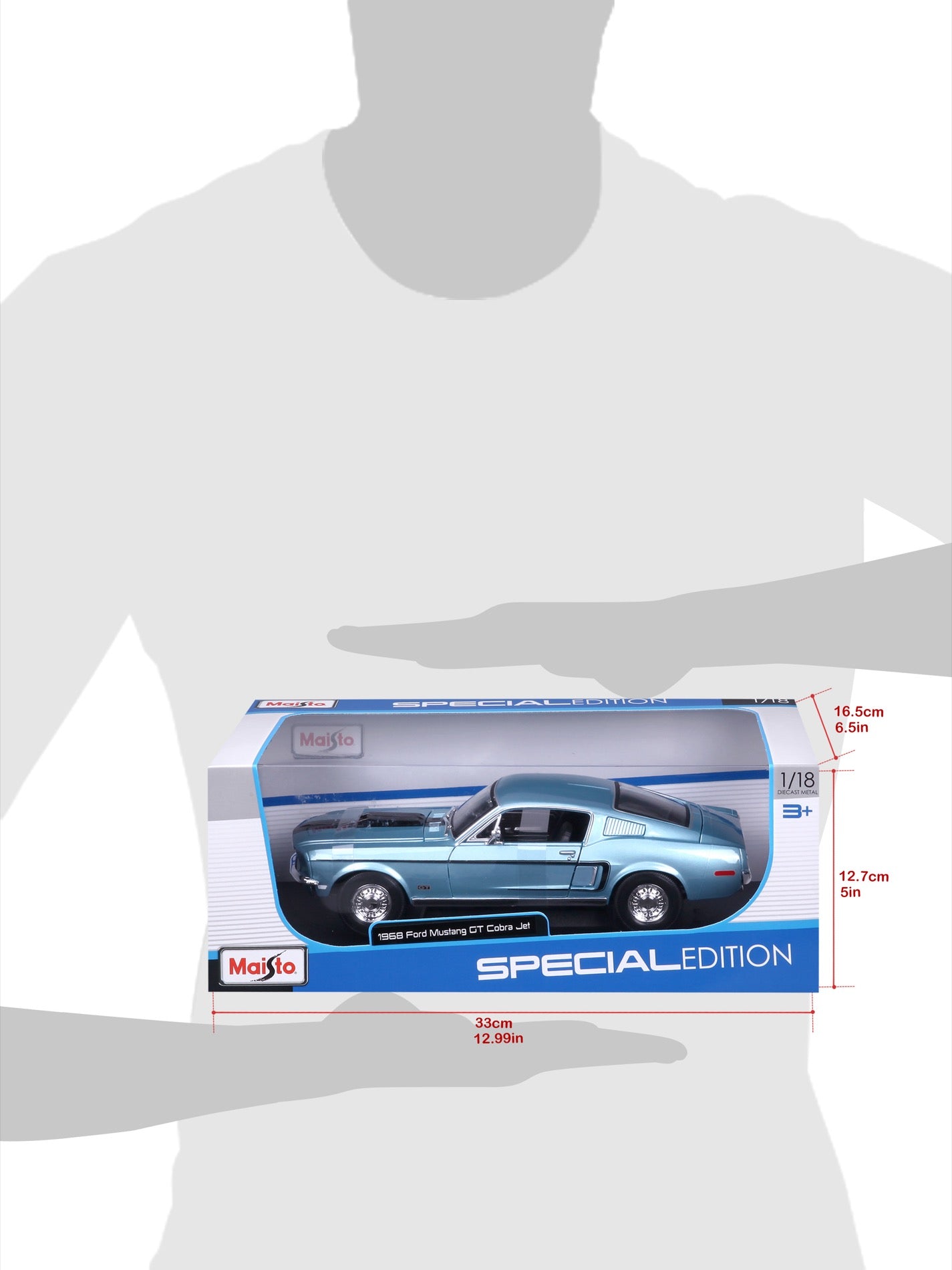 10-31167 Bburago Maisto  1:18 - Ford Mustang GT Cobra Jet FB 1968 Blu Met.