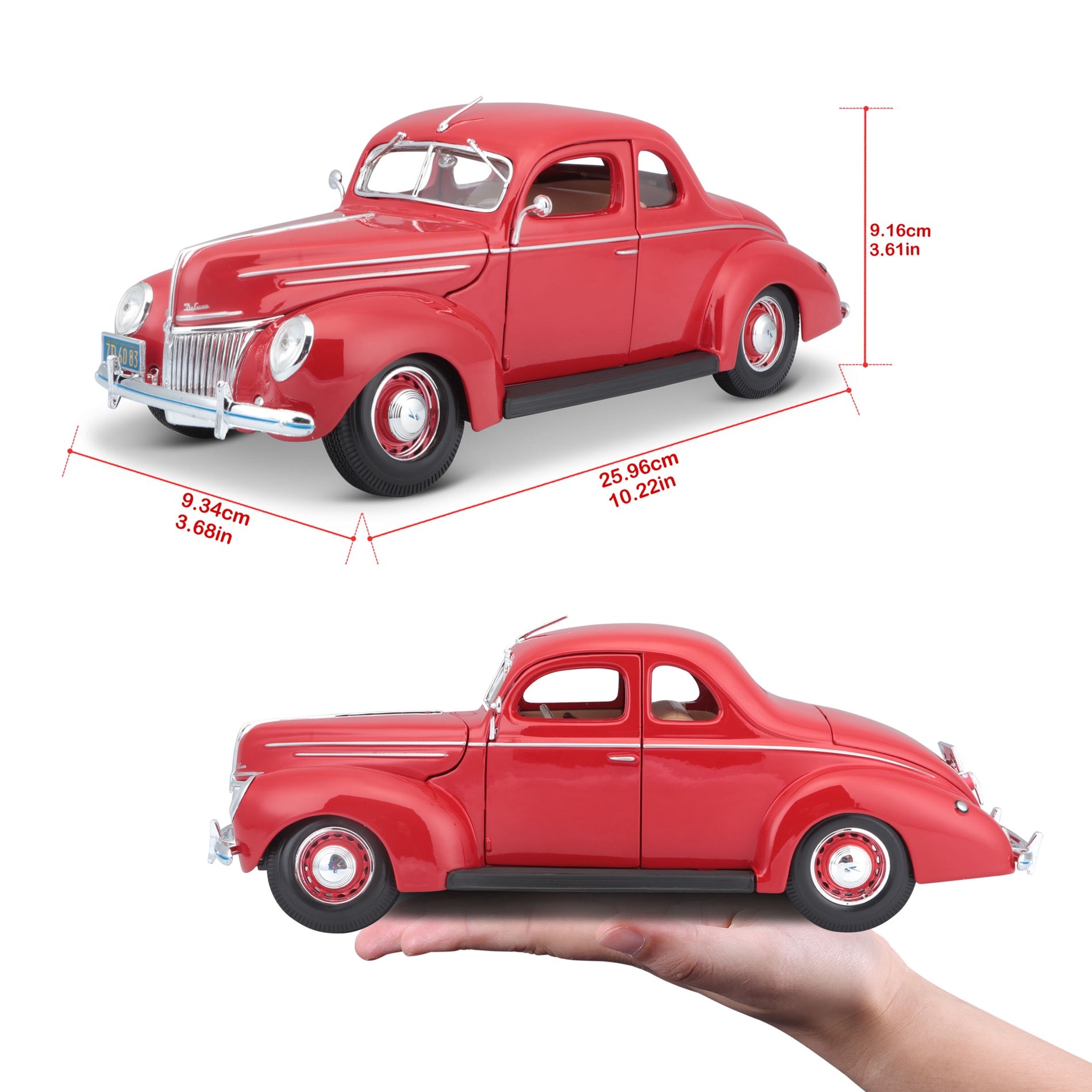 10-31180 RD Bburago Maisto 1:18 - 1939 Ford Deluxe Coupe Rossa