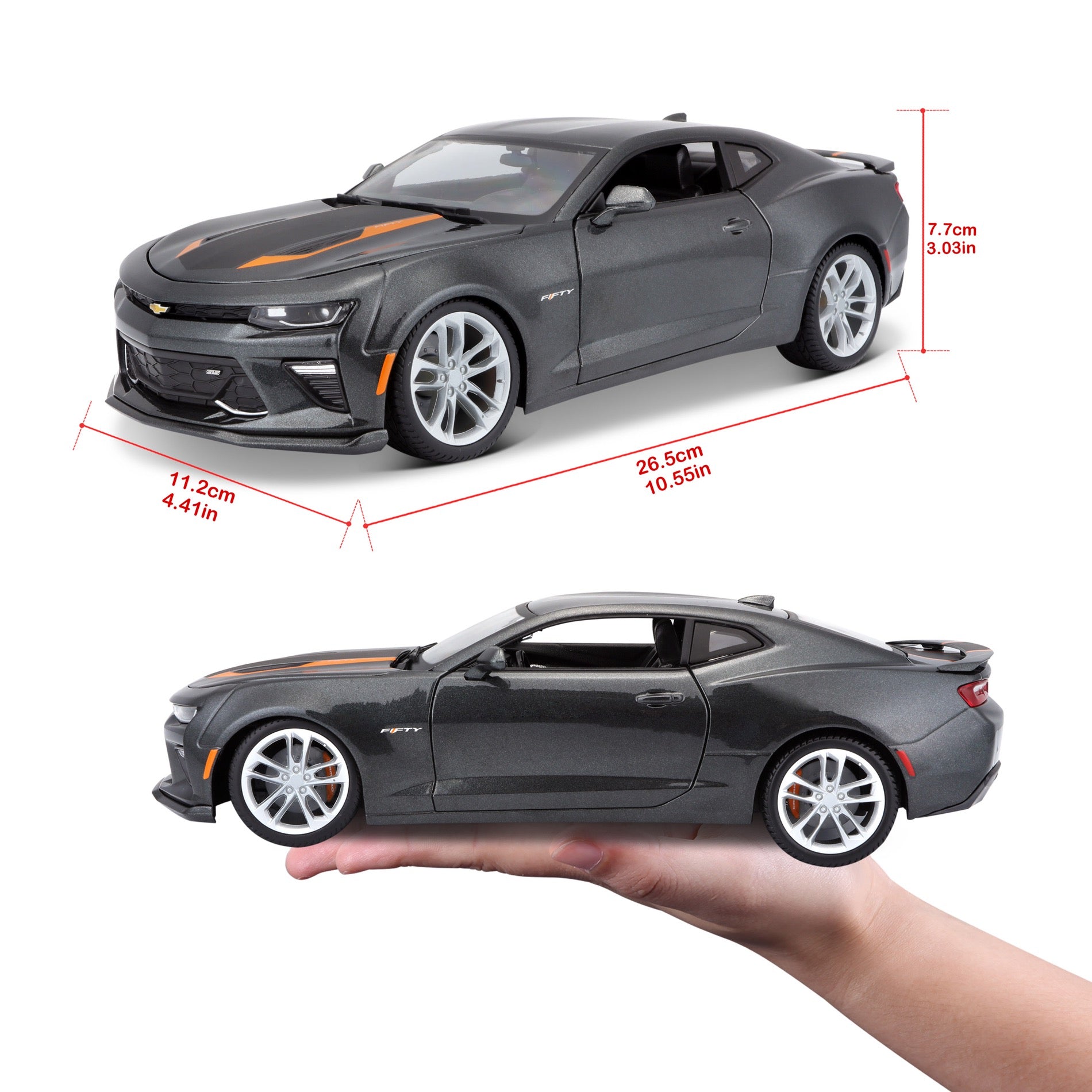 31385 - Bburago Maisto 1:18 - 2017 Chevrolet Camaro 50th Anniversary Grigio Met.