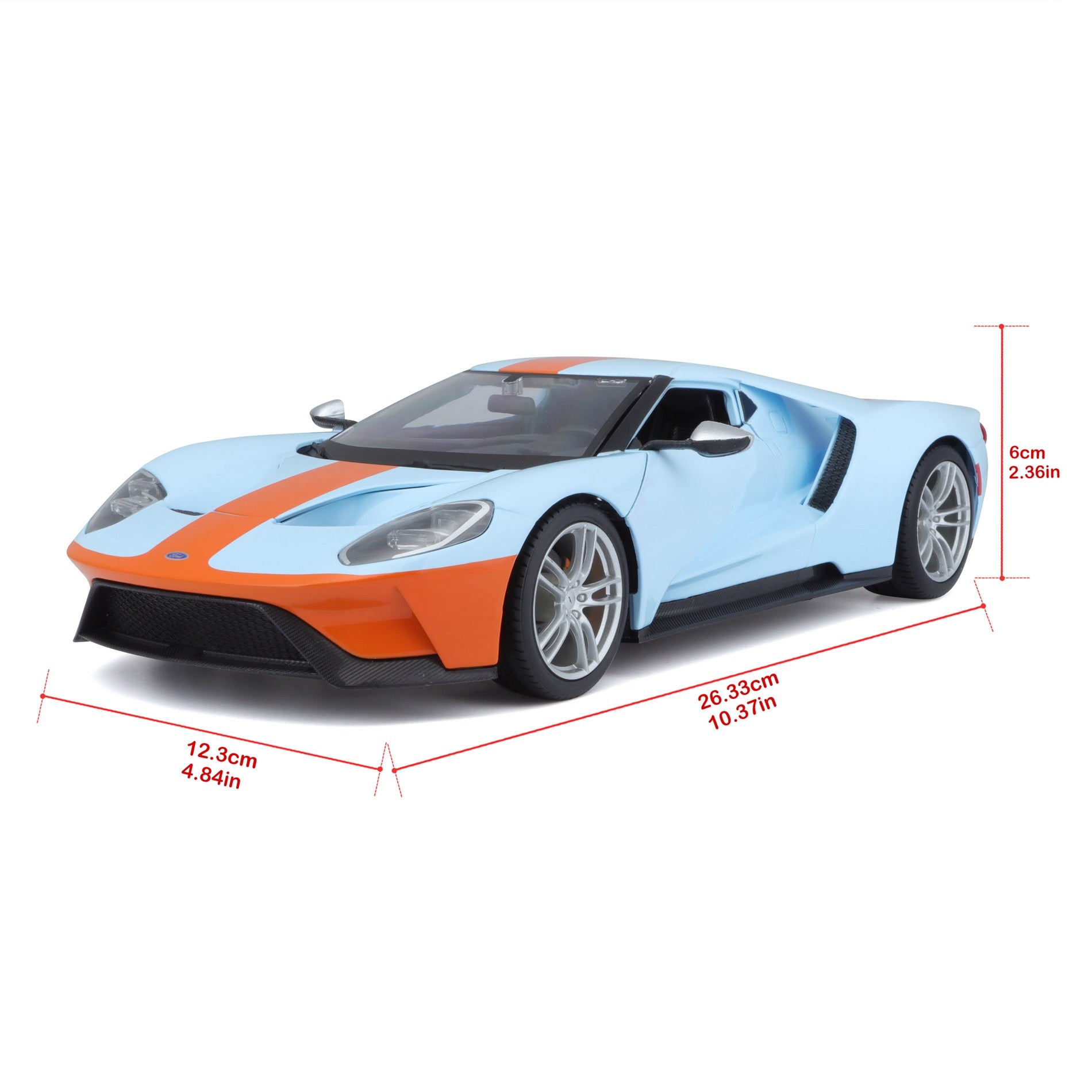 10-31384 BU+OG Bburago Maisto 1:18 - 2017 Ford GT Arancione/Blu