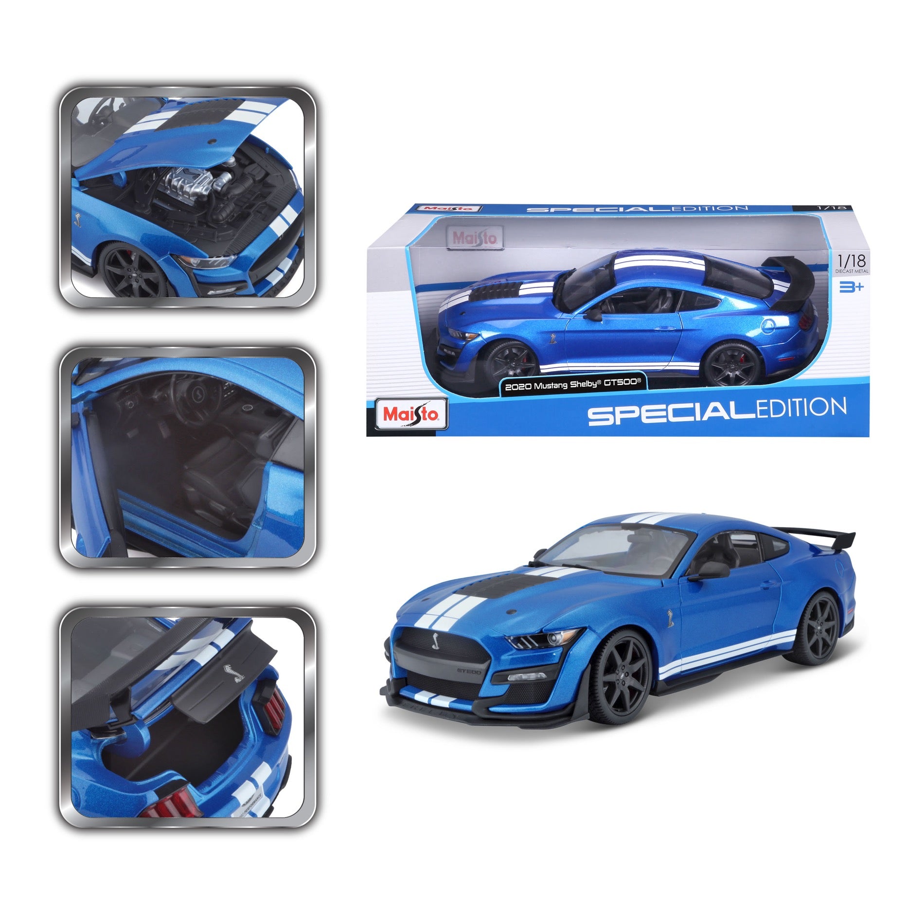 31388 BU - Bburago Maisto  1:18 - 2020 Ford Shelby GT500 Blu Met.