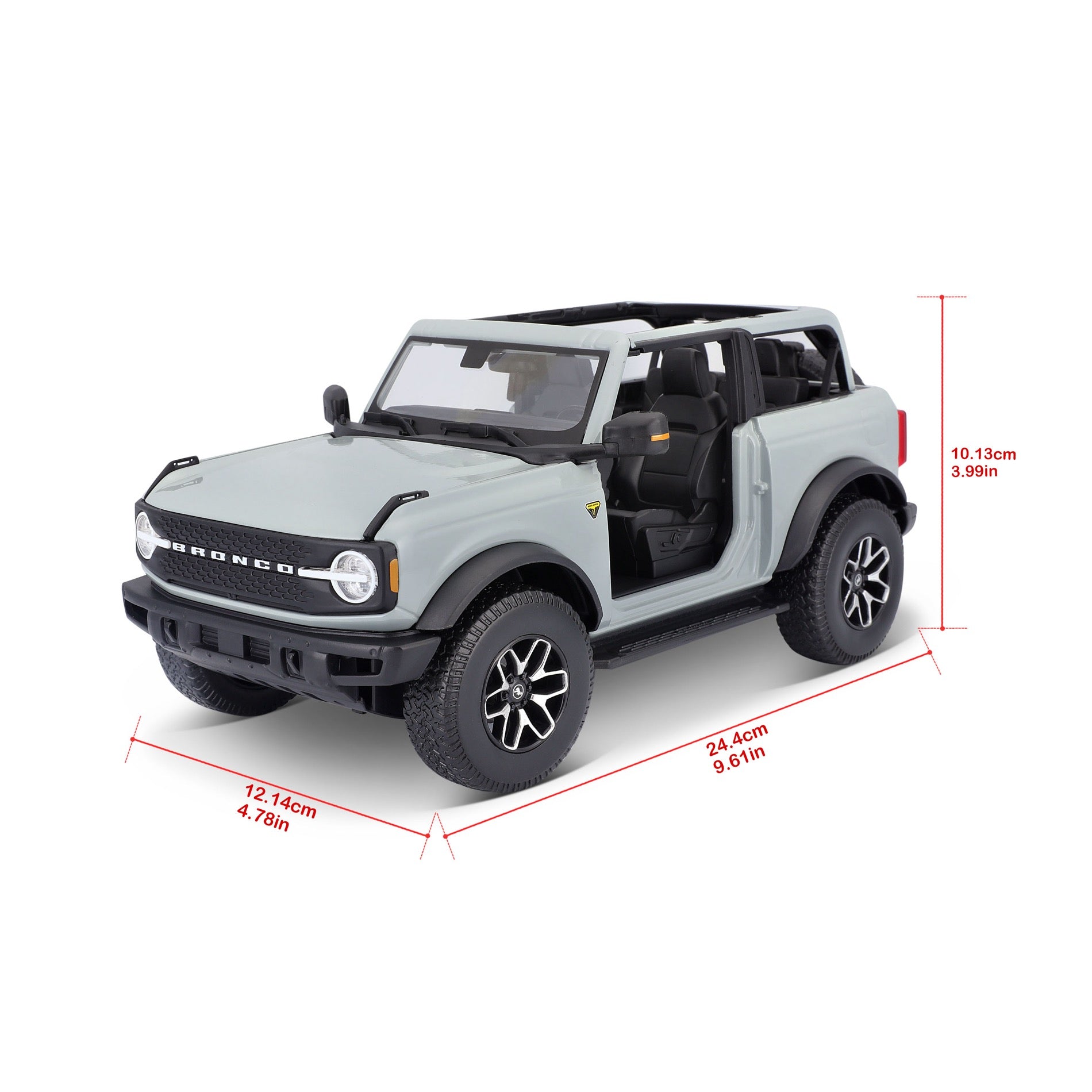 10-31457 Bburago Maisto 1:18 2021 Ford Bronco Badlands (No Door)Grigia