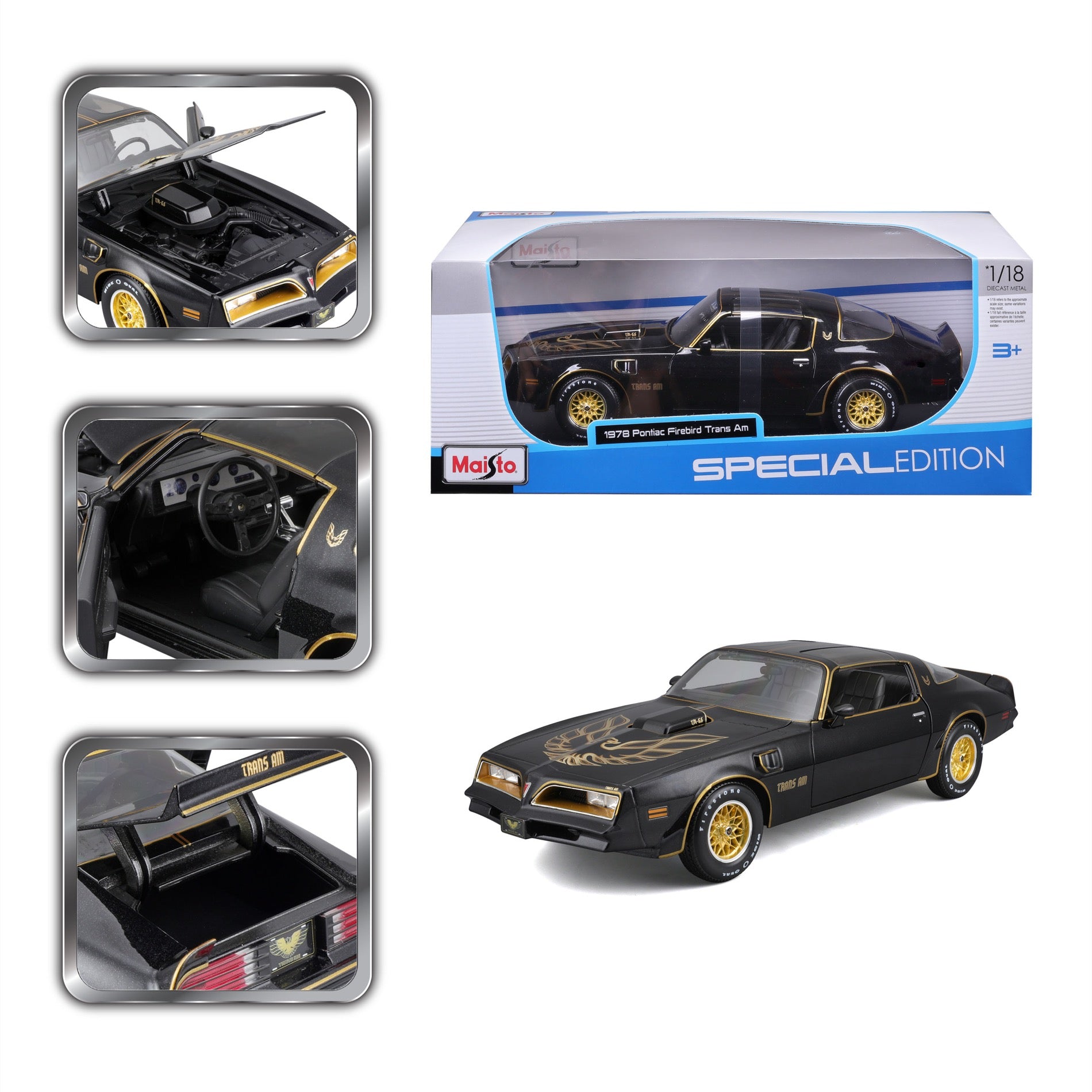 31464 Bburago Maisto  - 1978 Pontiac Firebird Trans Am Nera Mat. 1:18