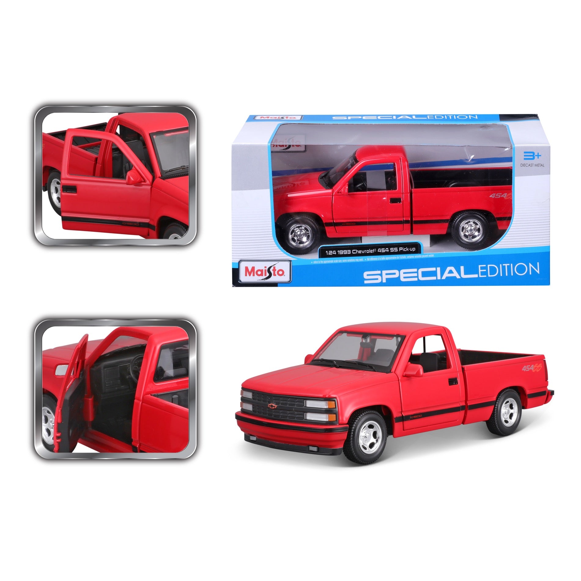 10-32901 RD  Bburago Maisto 1:24 - 1993 Chevrolet 454 SS Pick-up Rossa