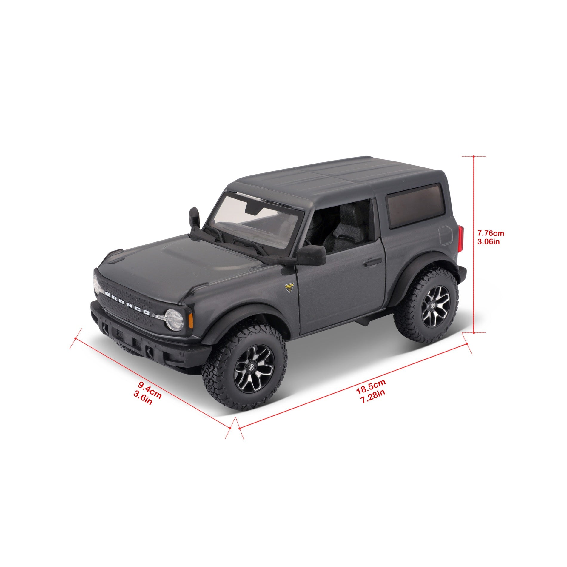 10-31530 Bburago 1:24 2021 Ford Bronco (versione 2 porte) Grigio Nero