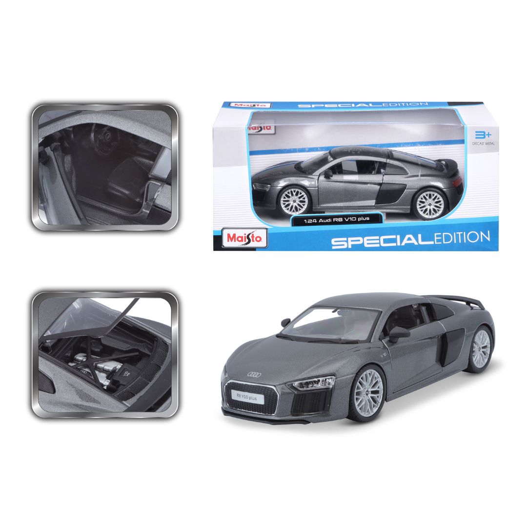 10- 31513 Bburago Maisto - Audi R8 V10 Plus, grigia - Scala 1:24