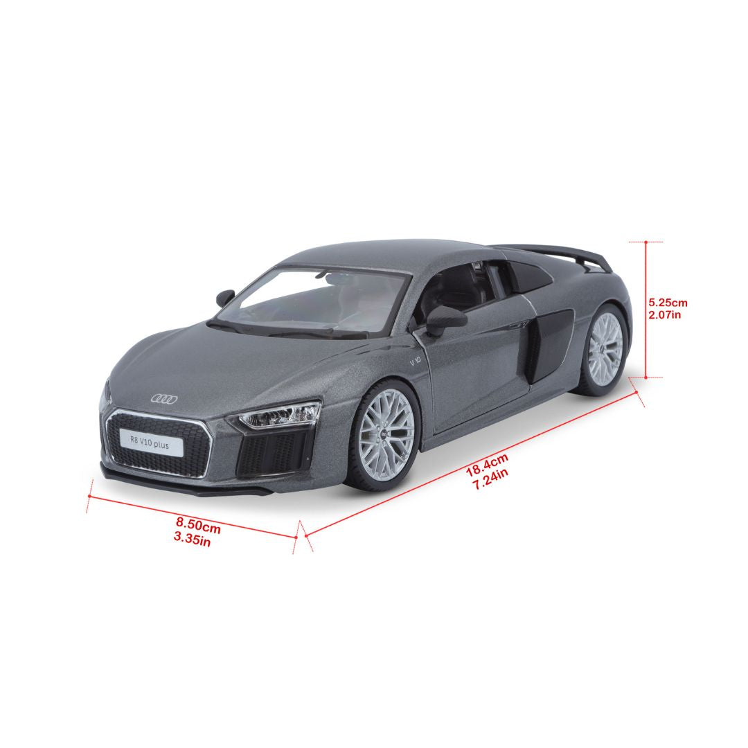 10- 31513 Bburago Maisto - Audi R8 V10 Plus, grigia - Scala 1:24