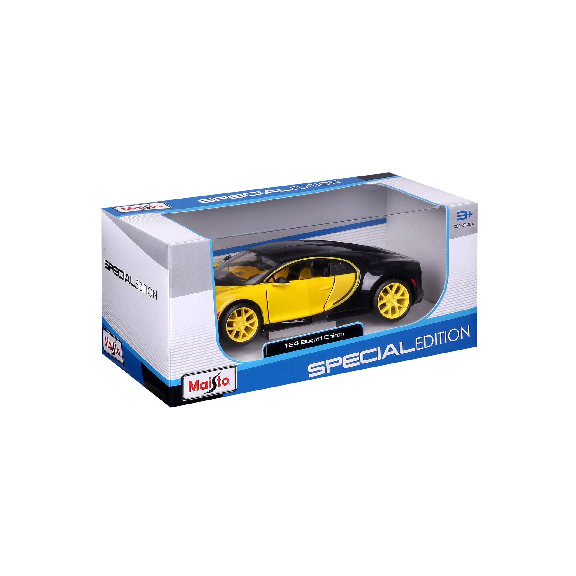 10-31514 YL+BK Burago Maisto 1:24 - Bugatti Chiron Gialla/Nera