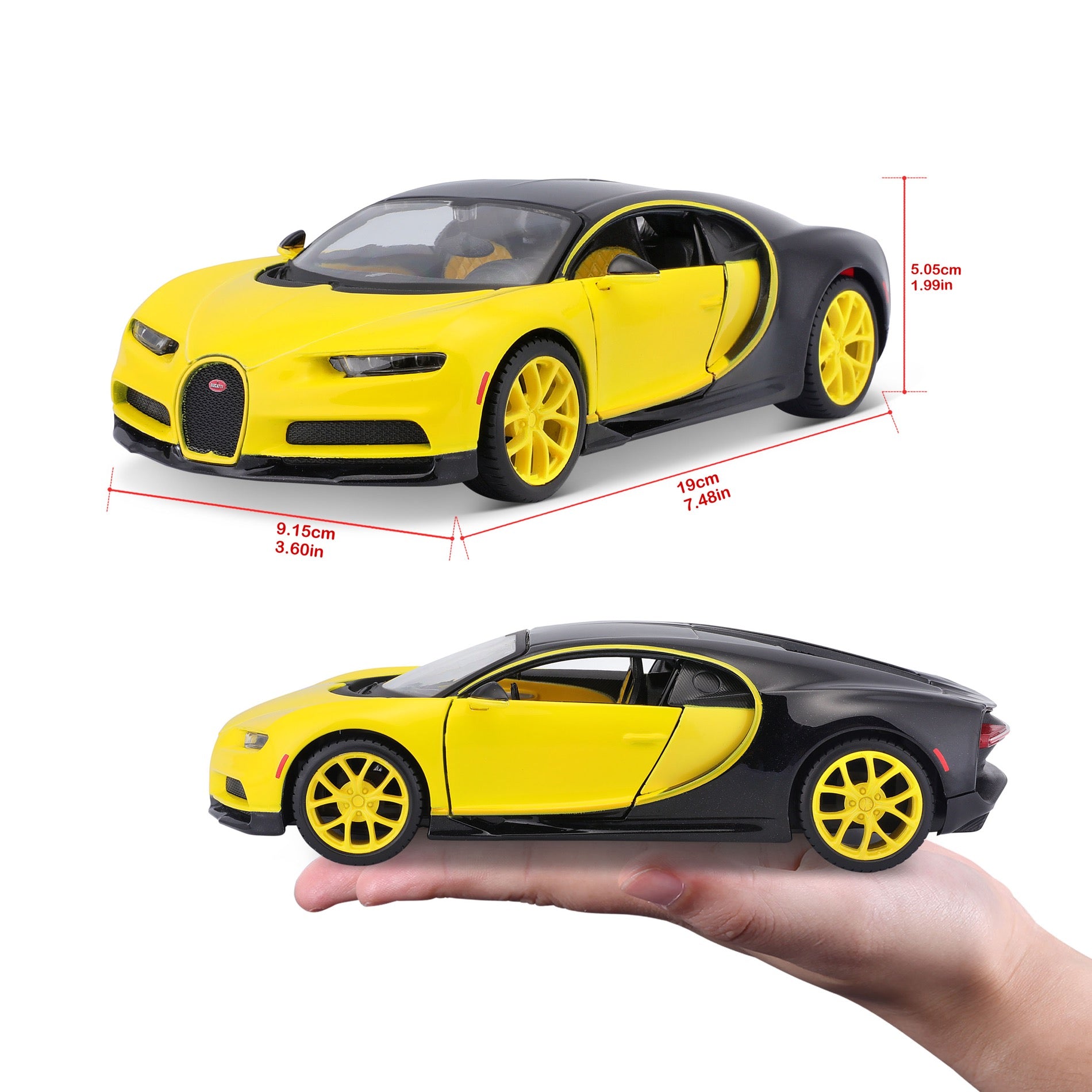 10-31514 YL+BK Burago Maisto 1:24 - Bugatti Chiron Gialla/Nera