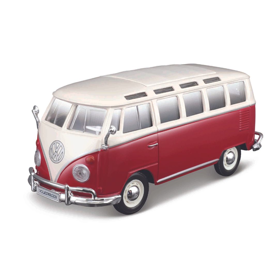 39956 Bburago - Model Kit - Volkswagen Van "Samba", rosso - Scala 1:24