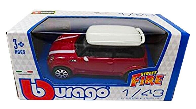 18-30257- Bburago Street Fire -MINI COOPER S rossa   scala 1:43