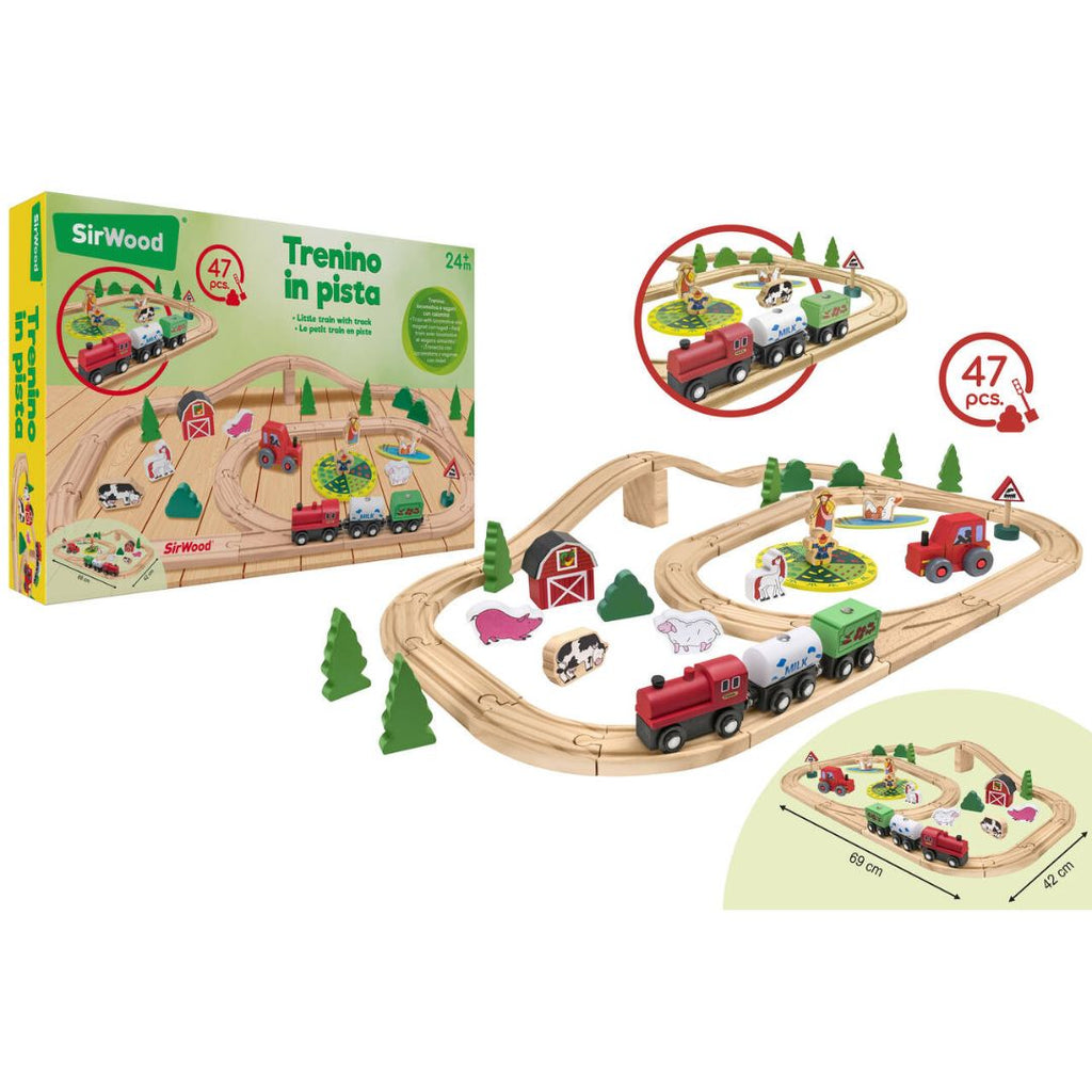Macchinine Per Bambini Green Series Pista Treno In Legno E Trenino