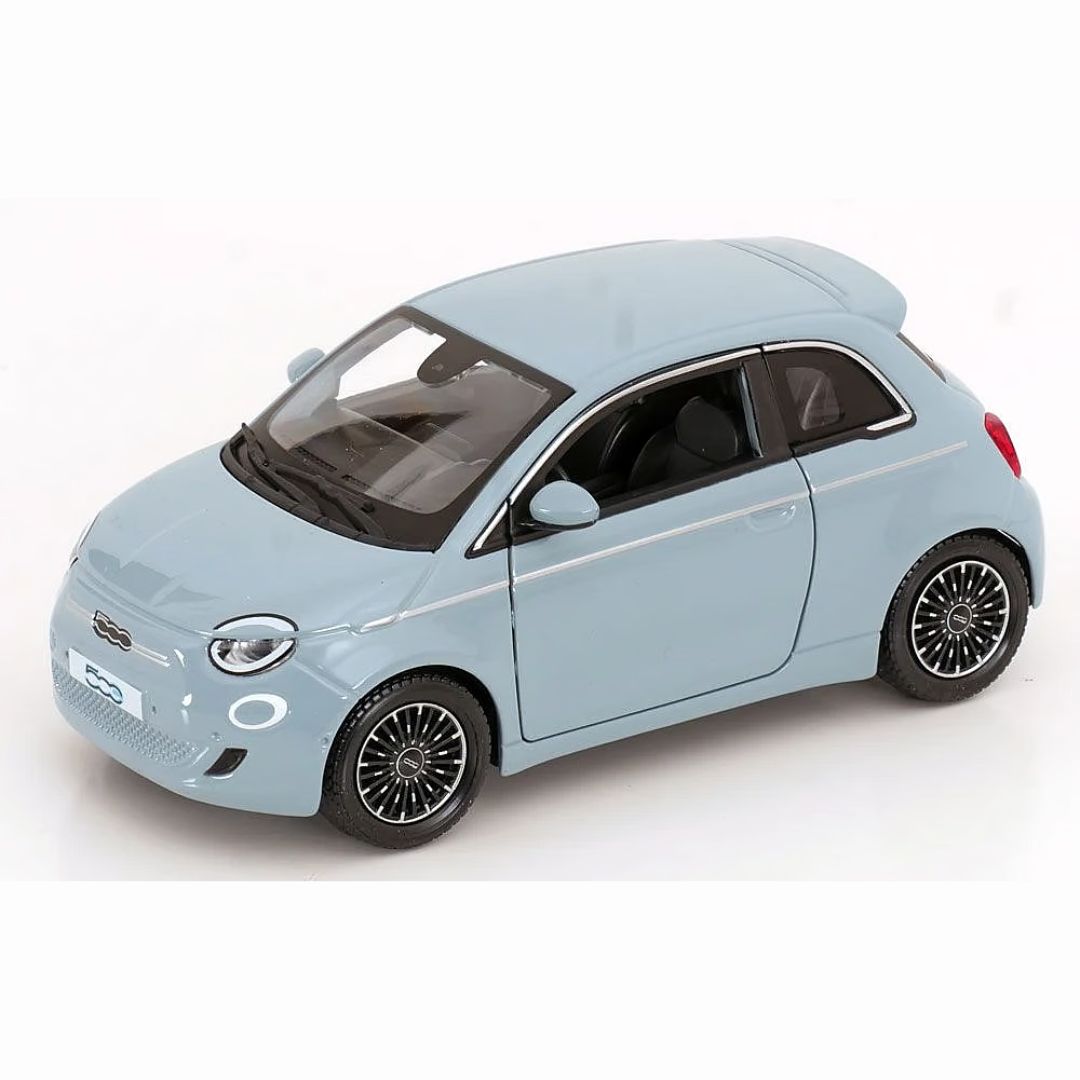 *18-21110 Bburago - Fiat 500e (2023), celeste - Scala 1:24