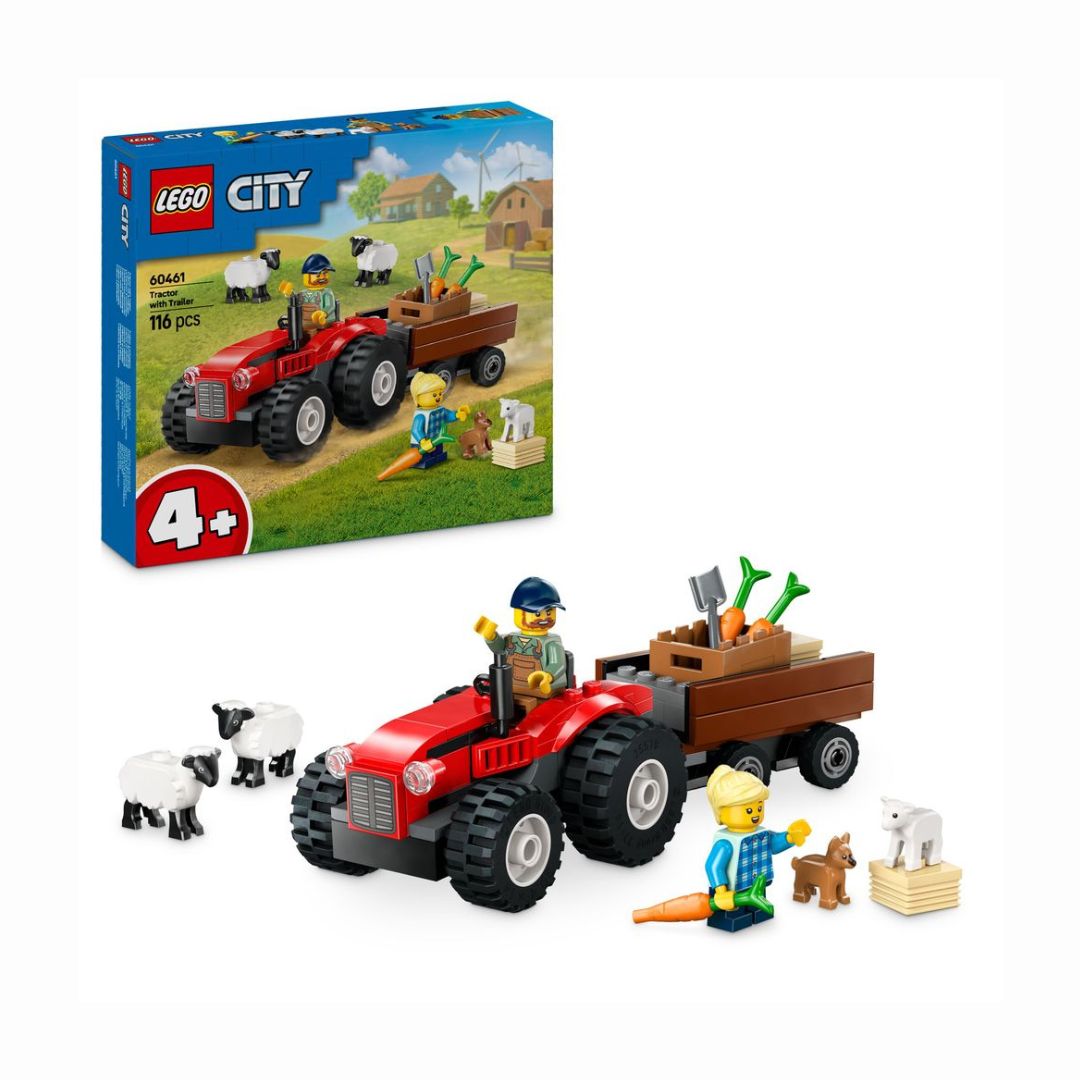 60461 LEGO City Great Vehicles - Trattore agricolo rosso con rimorchio e pecore