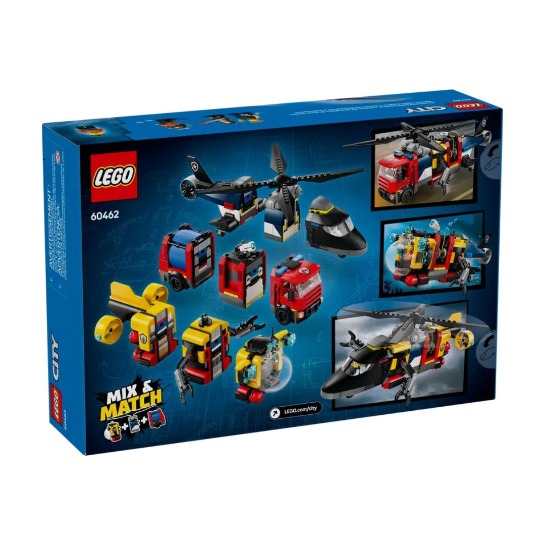 60462 LEGO City Great Vehicles - Elicottero, autopompa e sottomarino