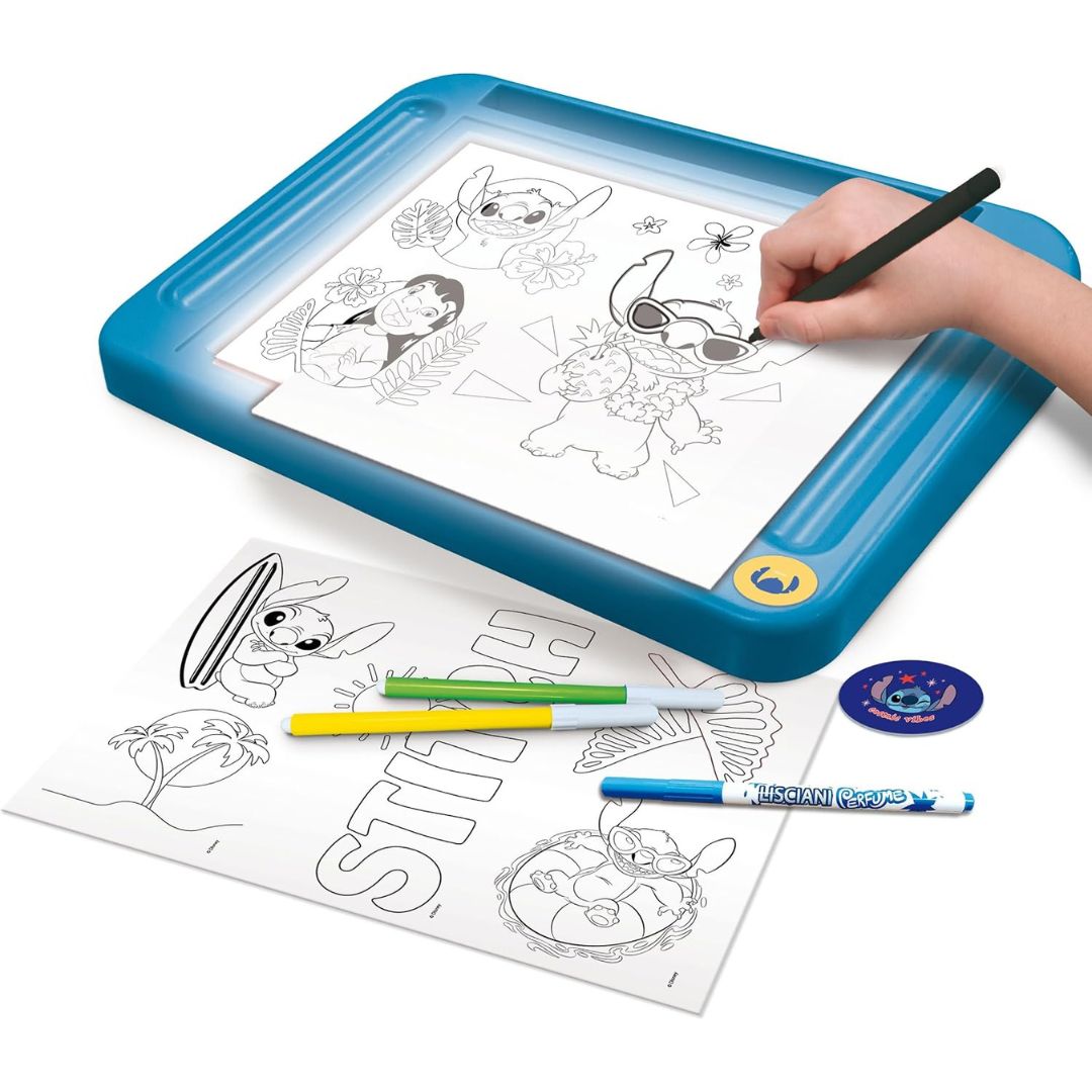 107582 Lisciani - Stitch: scuola di disegno con lavagnetta luminosa