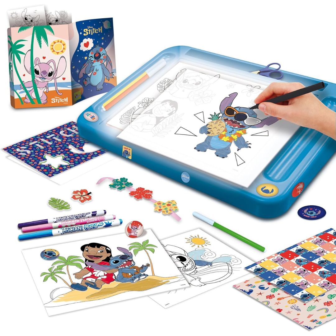 107582 Lisciani - Stitch: scuola di disegno con lavagnetta luminosa