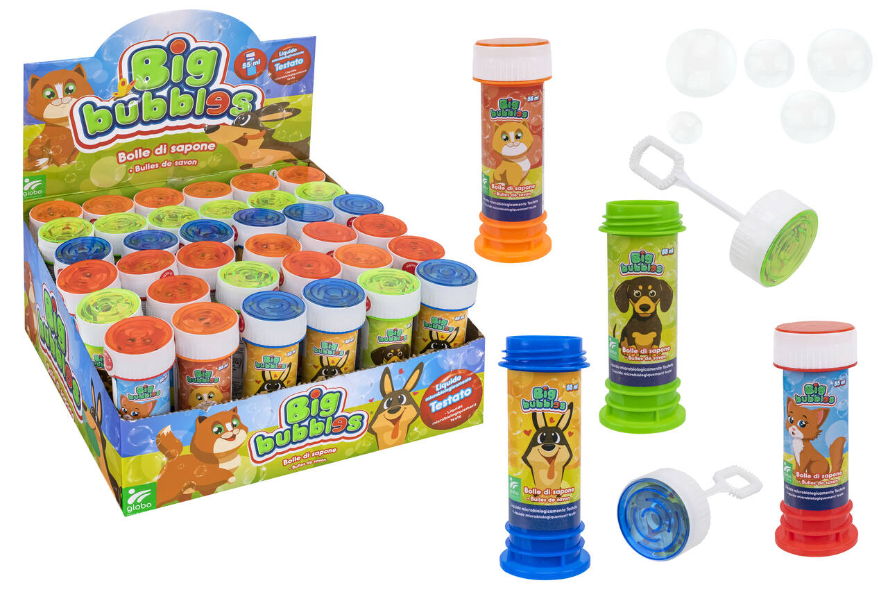 42228 Globo -  Bolle di Sapone con Gioco Animali  Tubetti da 55ml in Box  DA 36