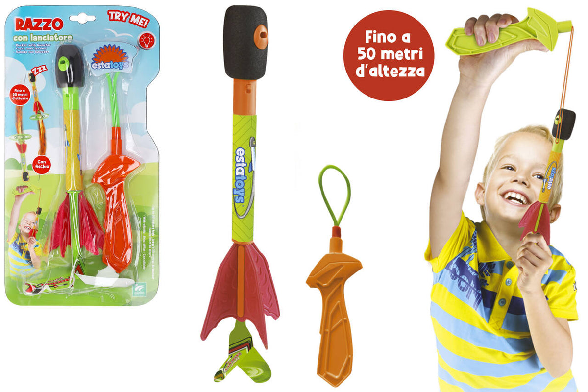 Globo 42720 Razzo con Luci, Fischio ed Elastico  B/O, 2 Colori Assortiti