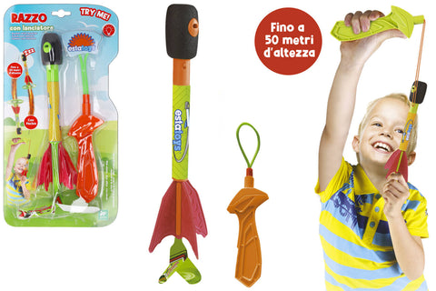 Globo 42720 Razzo con Luci, Fischio ed Elastico  B/O, 2 Colori Assortiti