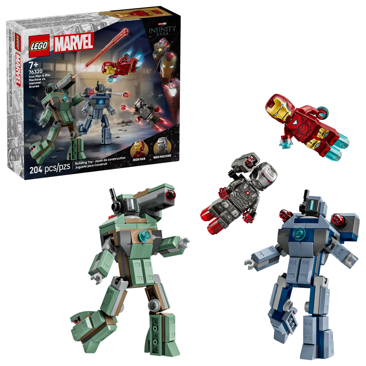 76320 Lego Super Heroes Marvel Iron Man e War Machine contro i droni di Hammer