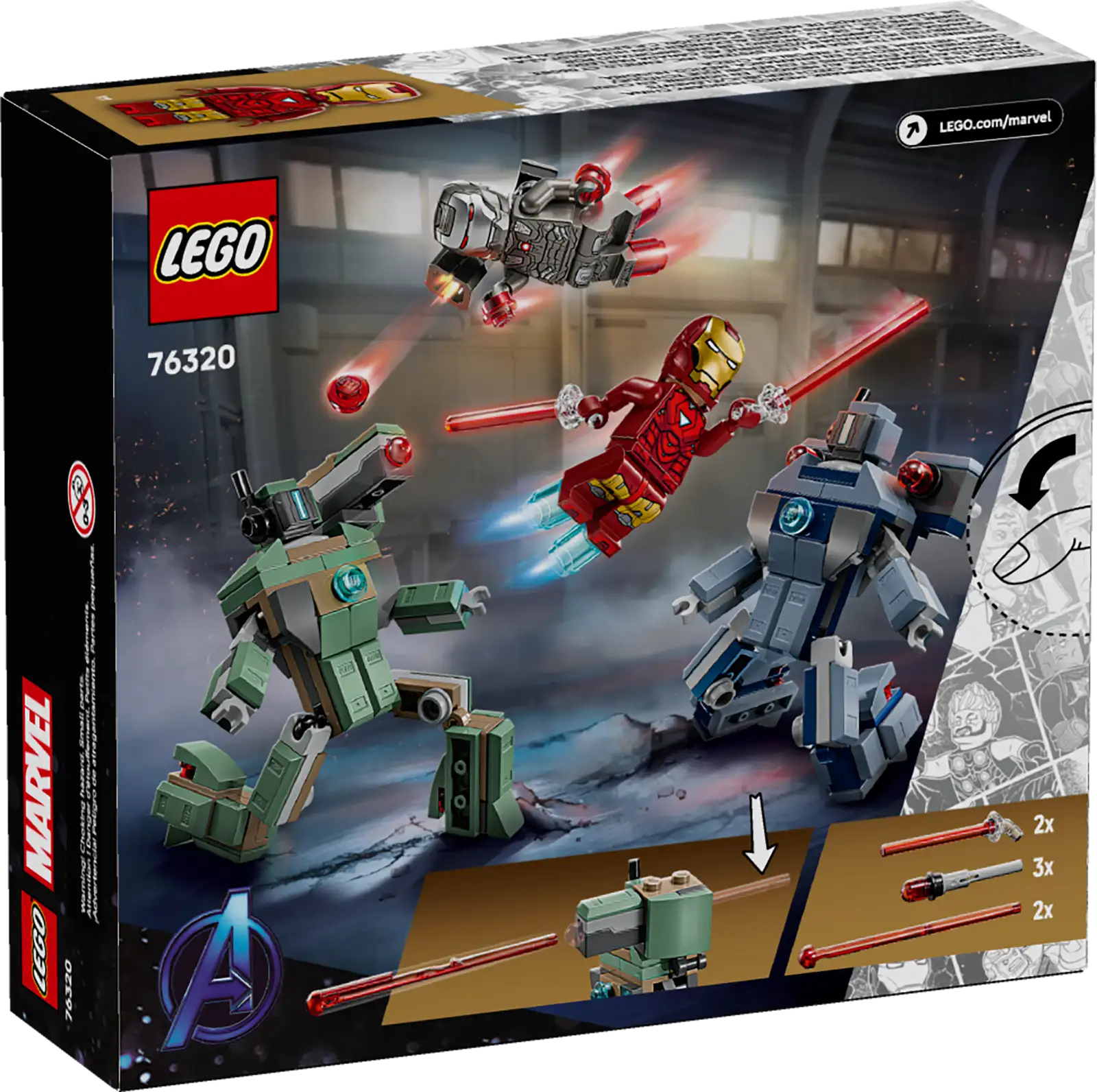 76320 Lego Super Heroes Marvel Iron Man e War Machine contro i droni di Hammer