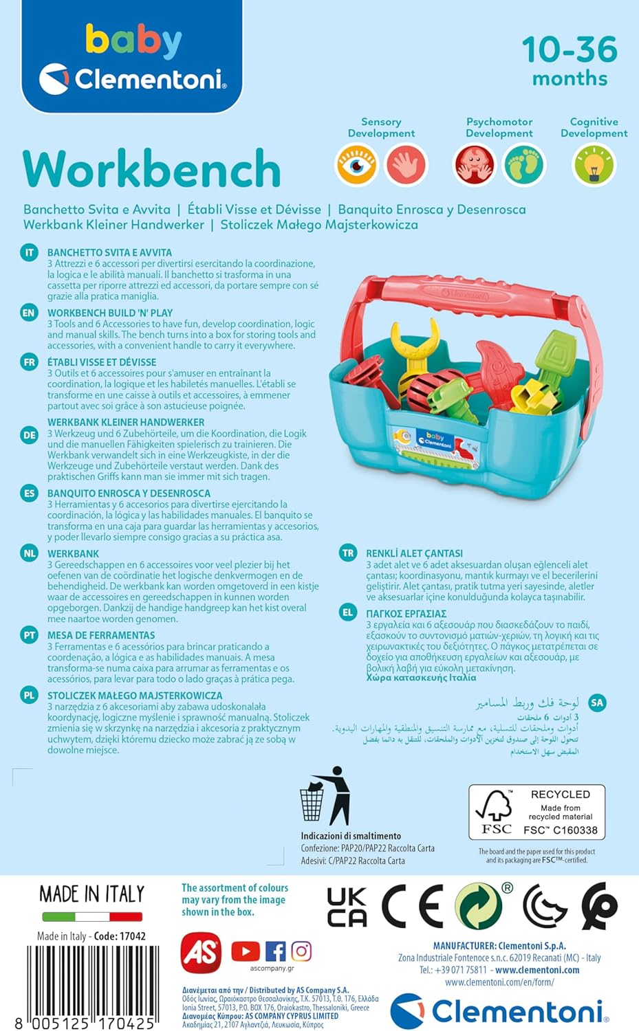 17042.5 Clementoni BANCHETTO SVITA & AVVITA  Gioco Educativo