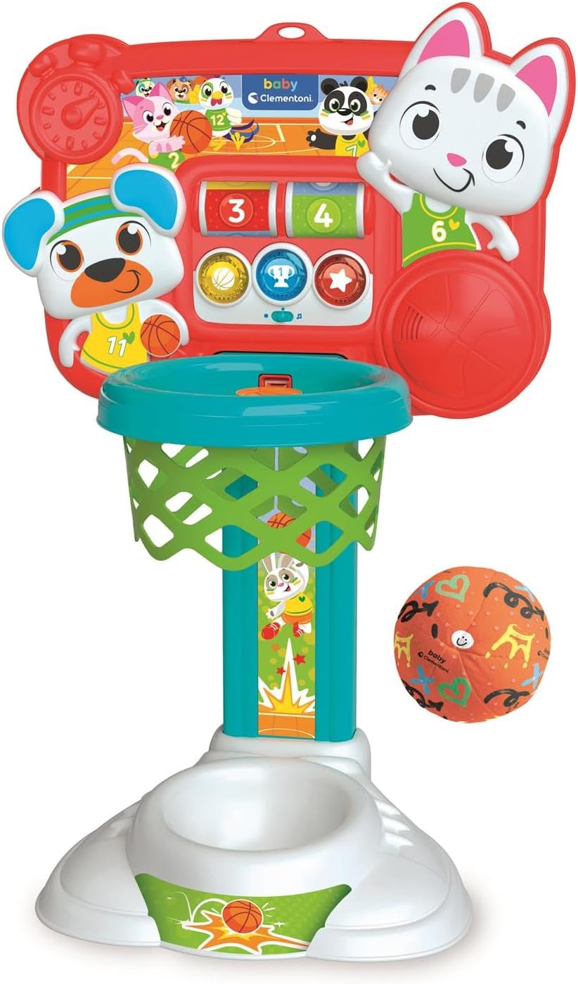 Clementoni Baby Aim & Shoot Basketball  Canestro Interattivo 18+ Mesi