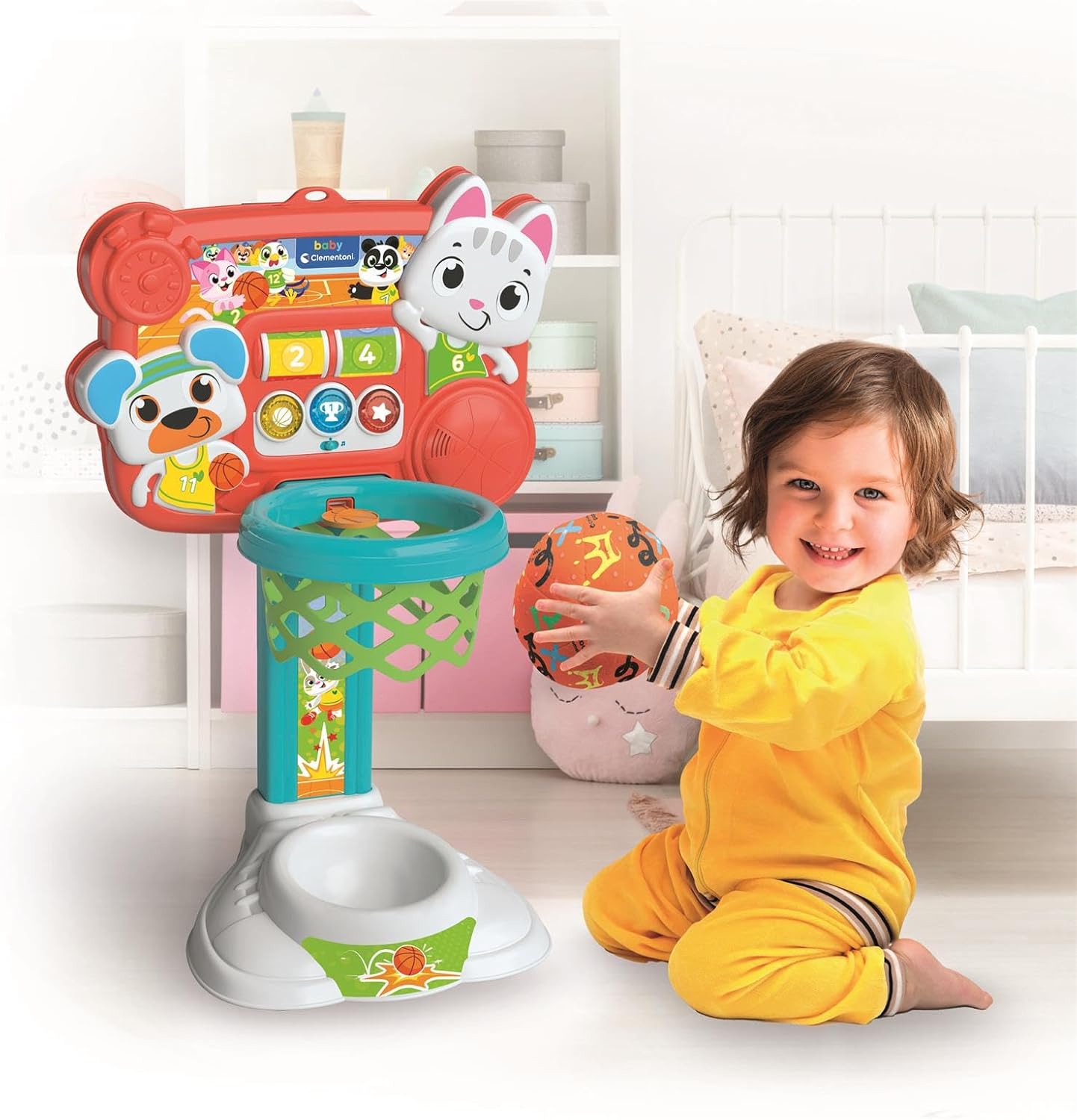 Clementoni Baby Aim & Shoot Basketball  Canestro Interattivo 18+ Mesi