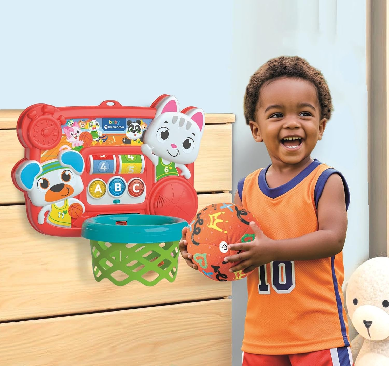 Clementoni Baby Aim & Shoot Basketball  Canestro Interattivo 18+ Mesi