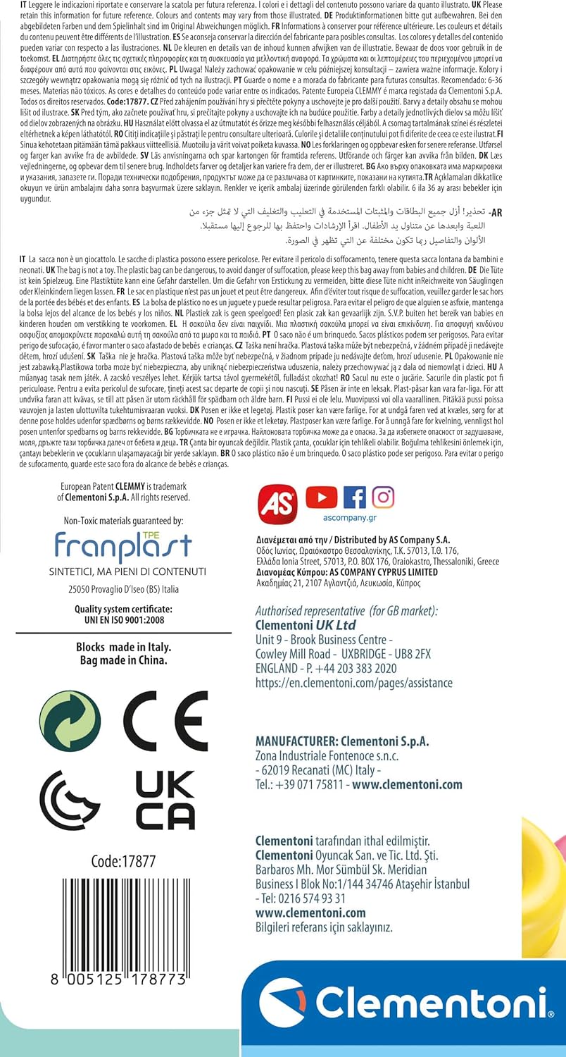 17877.3 Clementoni Clemmy  20 Mattoncini Morbidi da Costruzione