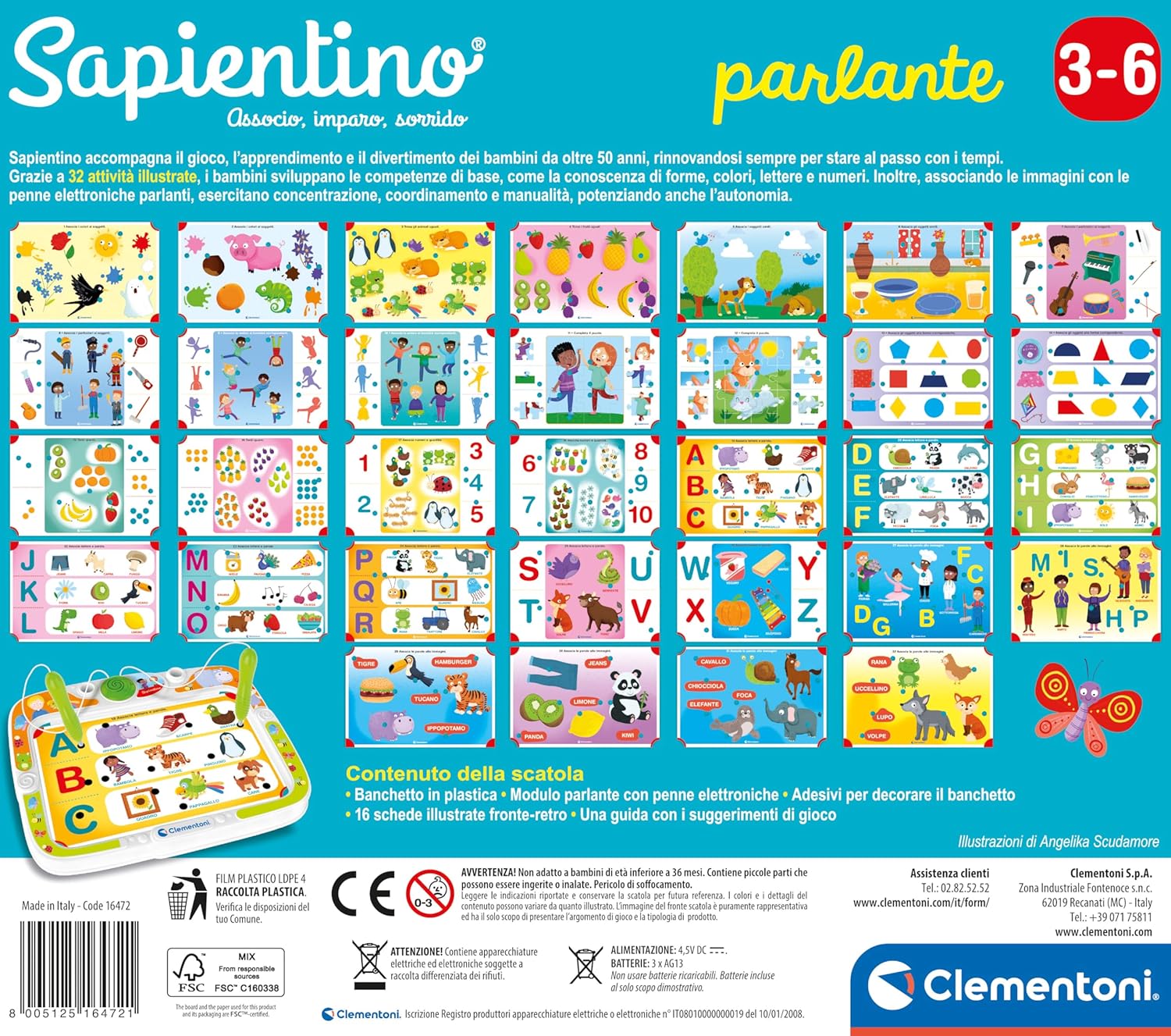 16472.1 Clementoni SAPIENTINO PARLANTE Gioco Educativo con Penna Parlante