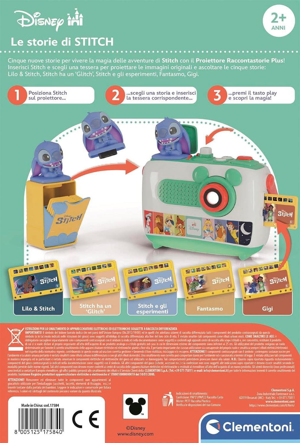 Clementoni  Cartuccia Raccontastorie Proiettore Stitch   Storyteller Projector