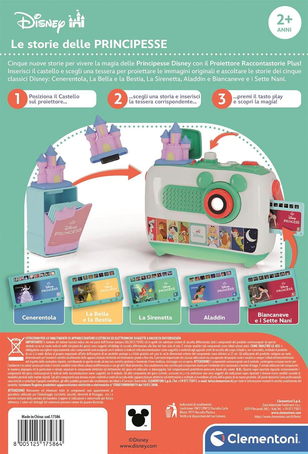 Clementoni  Cartuccia Raccontastorie Proiettore Principesse Disney