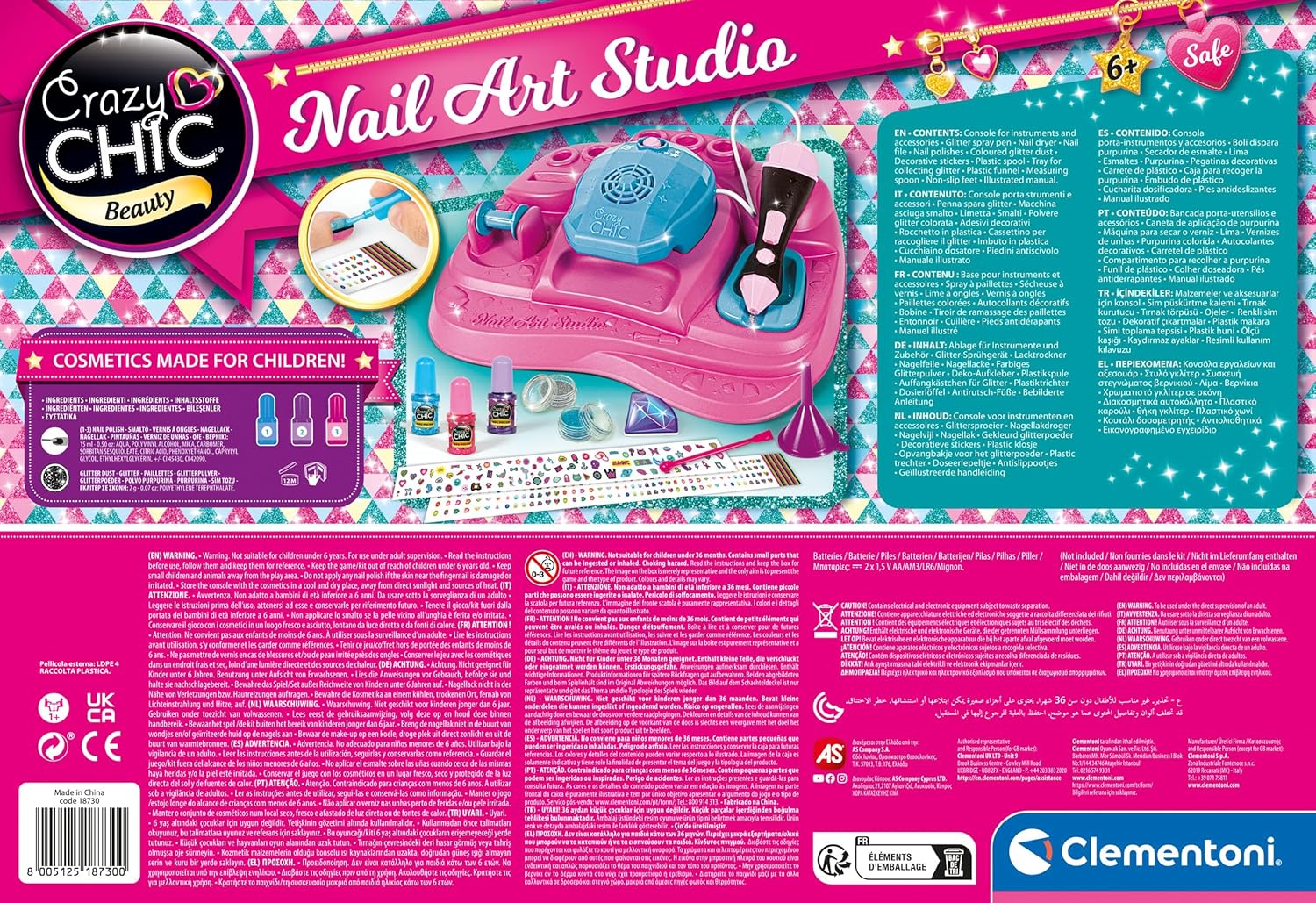 18730.0 lementoni Crazy Chic  smalto Nail Art Studio, Kit Unghie Creativo